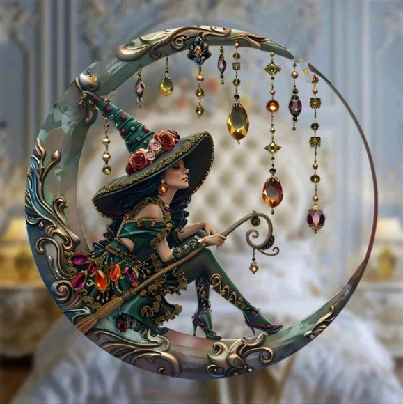 Enamel printed witch cottage core sun catcher dial gemstone hat women's decor - Picture 7 of 7